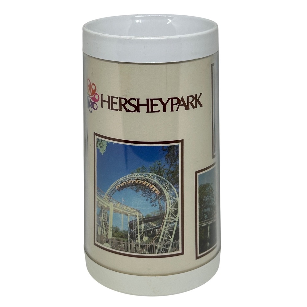 VTG Hersheypark Stein Mug Cream Plastic Roller Coaster Souvenir Thermo-Serv USA